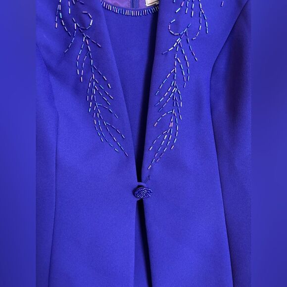 Che Studio by Kathy Che Royal Cobalt Blue Formal Dress & Evening Jacket Size 12 - Picture 5 of 13